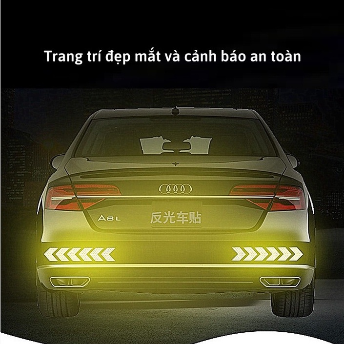 Set 12 Miếng Dán Phản Quang Cho Ô Tô hình mũi tên, Miếng dán cảnh báo an toàn cho xe hơi cao cấp