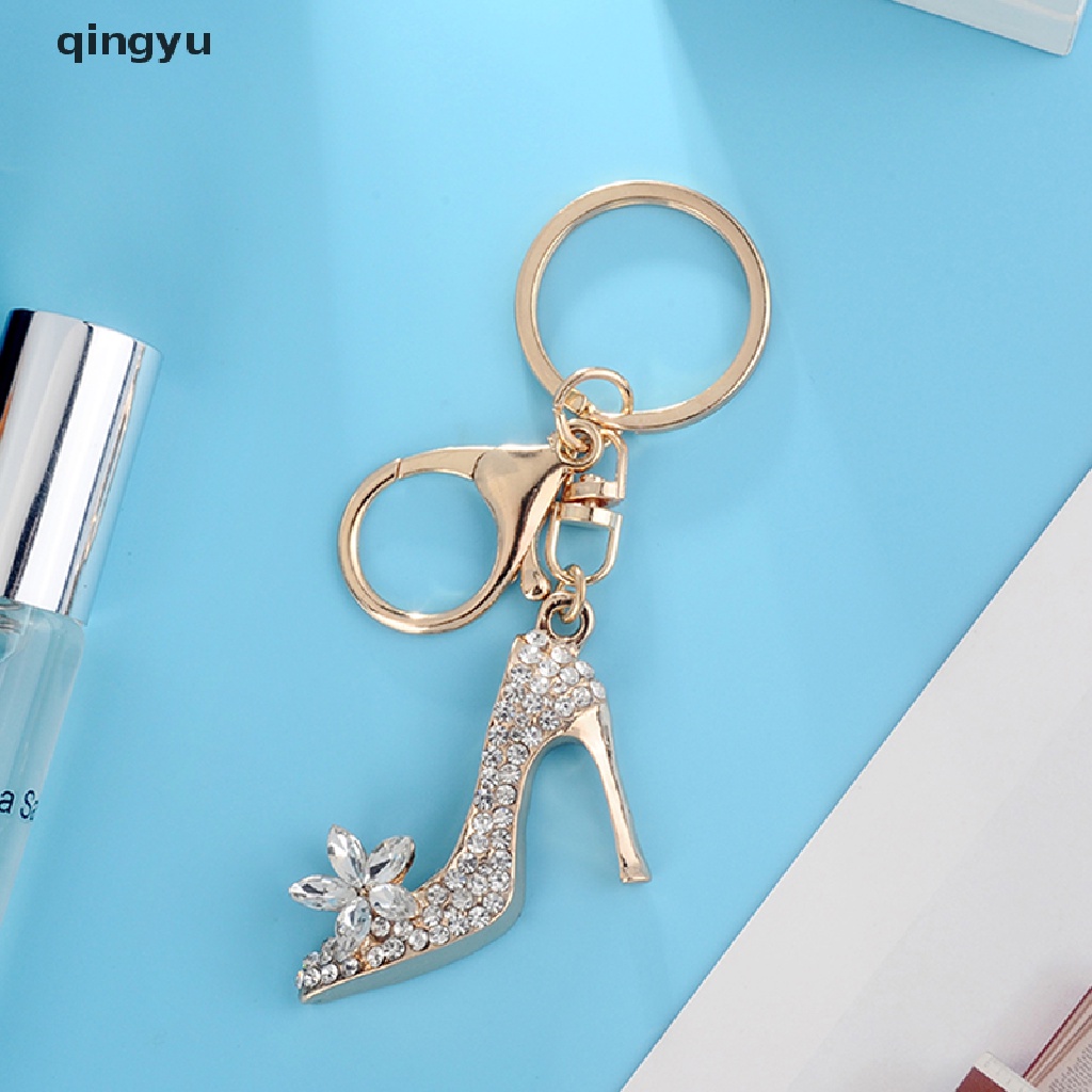 Qingyu Móc Khóa Hợp Kim Hình Giày Cao Gót Đính Pha Lê Xinh Xắn