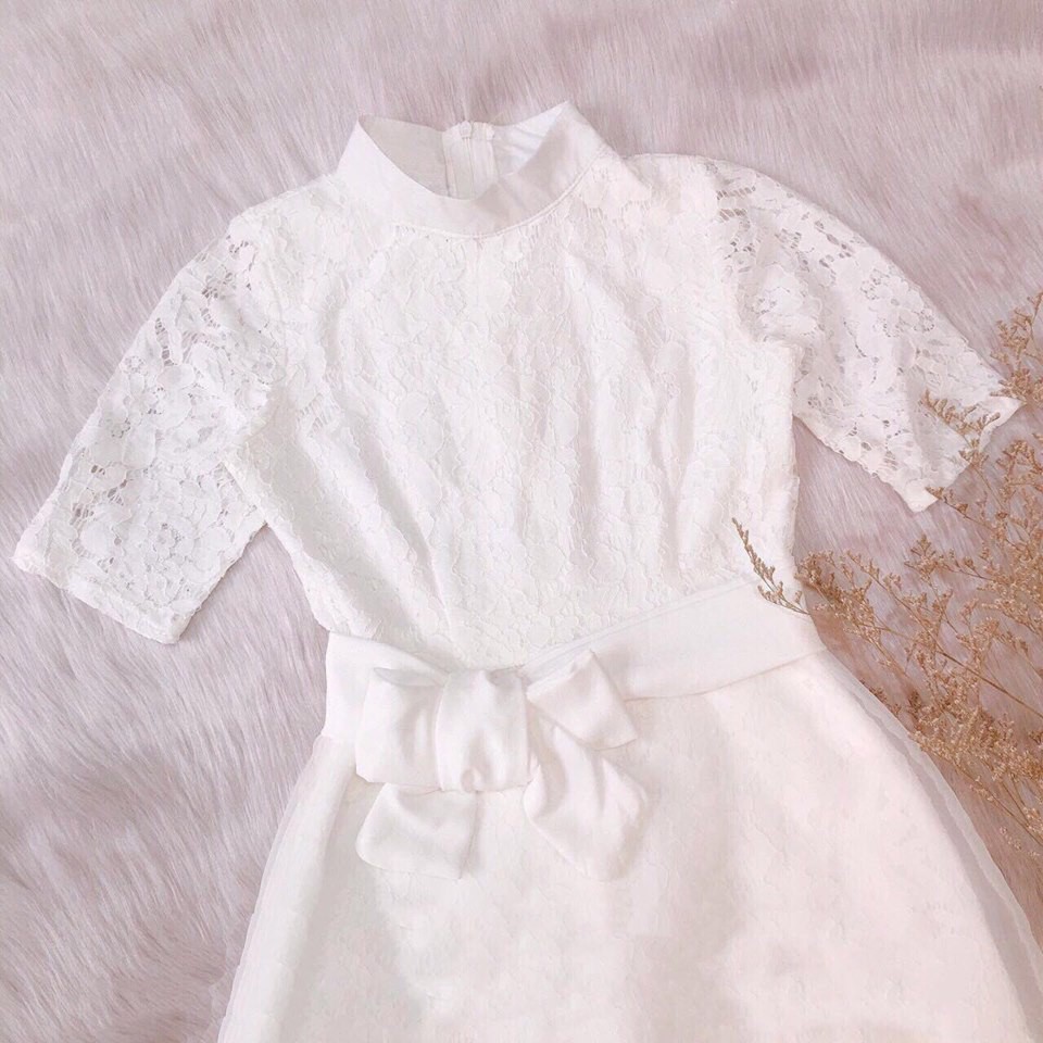 Đầm dự tiệc đi đám cưới đầm xòe ren cổ trụ siêu đẹp Tati Dress kèm ảnh thật | BigBuy360 - bigbuy360.vn