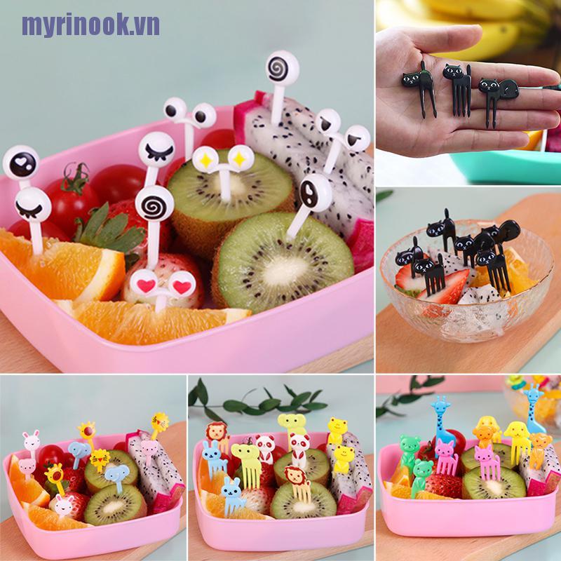 <rinook>Mini Kids Animal Farm Fruit Fork Cartoon Snack Cake Dessert Food Fruit Toothpick