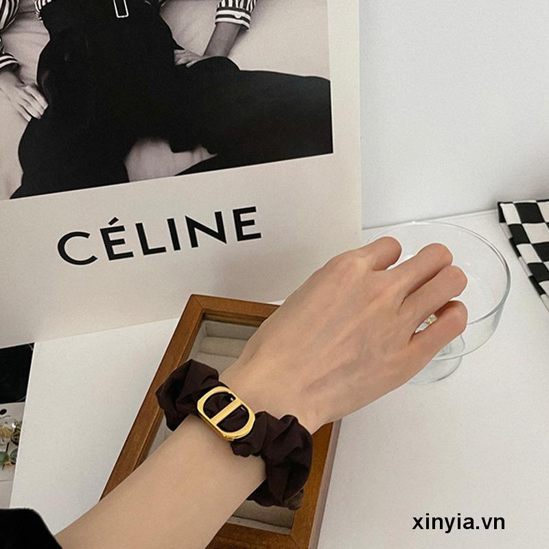 Dây Cột Tóc Cao Su Phối Mặt Kim Loại Thời Trang Cho Nữ