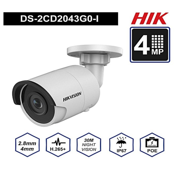 Camera IP HikVision DS-2CD2043G0-I Ngoài Trời Bảo Hành Chính Hãng 2 Năm