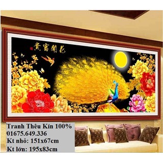 Tranh thêu chữ thập Hoa khai phú quý MH2088