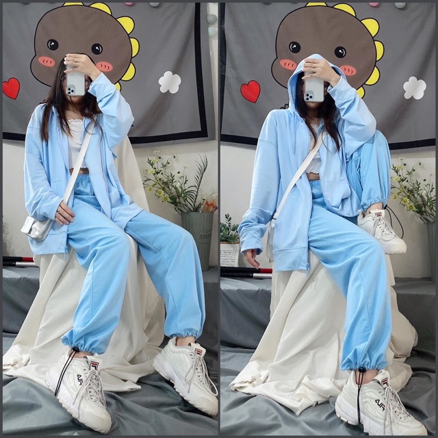 Áo khoác form rộng / hoodie zip basic unisex