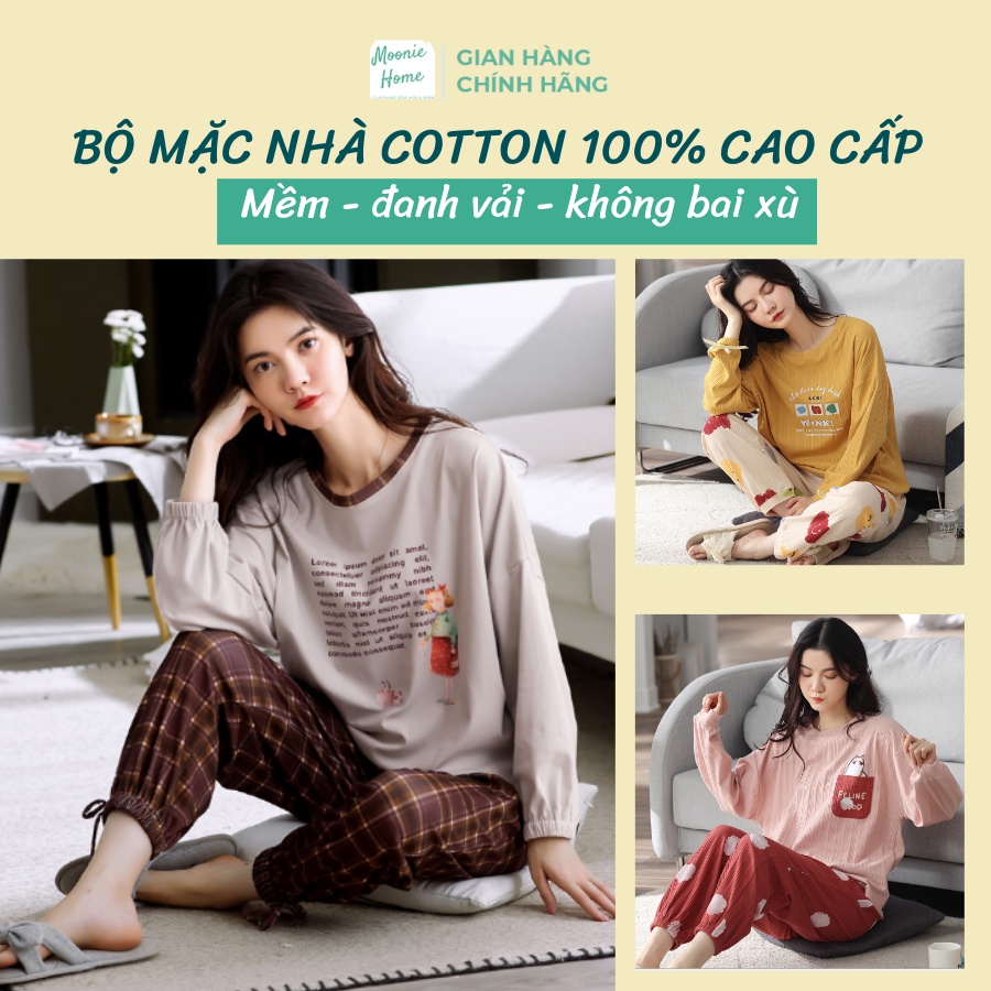 [100% COTTON] Bộ Đồ Mặc Nhà, Bộ Ngủ Cotton Nữ Mùa Đông Kiểu Dáng Hiện Đại (Ảnh + Video thật)