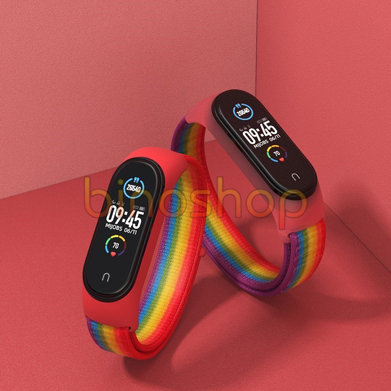 Dây đeo miband 5 nylon mặt silicon chính hãng MIJOBS, dây đeo thay thế mi band 5 nylon bản MIJOB