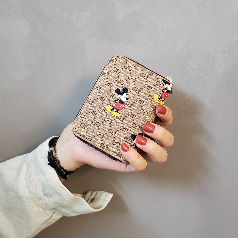 Ví Ngắn Đựng Tiền Xu / Thẻ Có Khóa Kéo Họa Tiết Hoạt Hình Dễ Thương Thời Trang