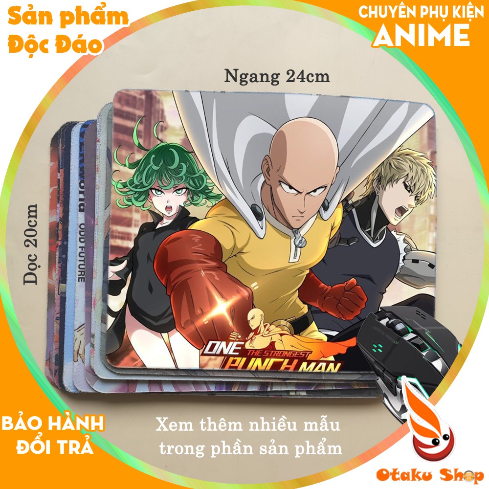 &lt;18 mẫu 2 bộ&gt; Lót chuột máy tính Anime One Punch Man, Gintama cỡ bàn di chuột lớn 20x24cm chất liệu mouse pad cao su