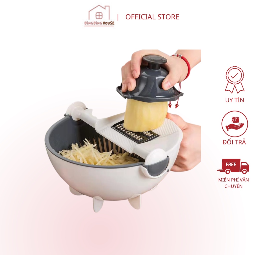 Bộ dụng cụ rổ bào rau củ quả đa năng cầm tay 9 trong 1 thông minh chế biến thực phẩm cắt bào sợi BINGBINGHOUSE