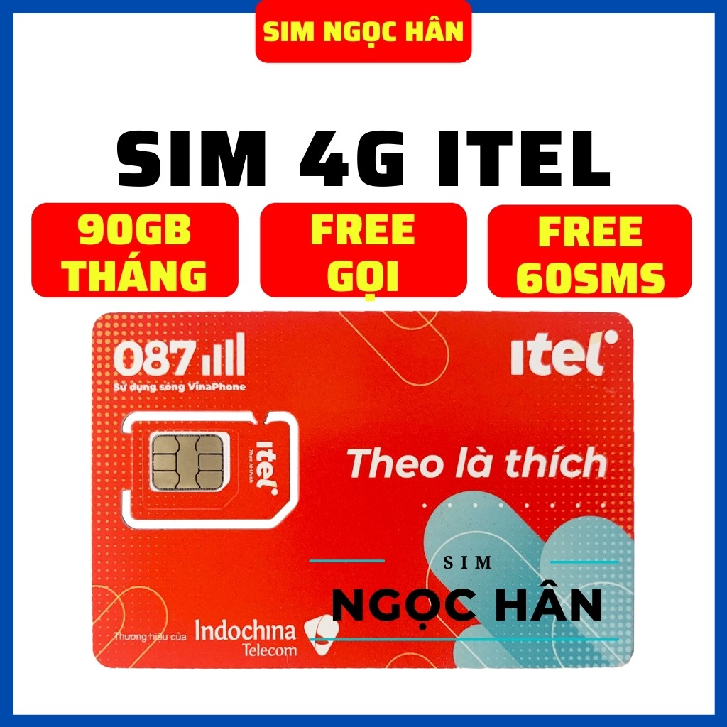 SIM ITel - ITelecom gói MAY - 90GB/Tháng ( MIỄN PHÍ THÁNG ĐẦU ) - Gọi vinaphone miễn phí - Phí Duy Trì 77k