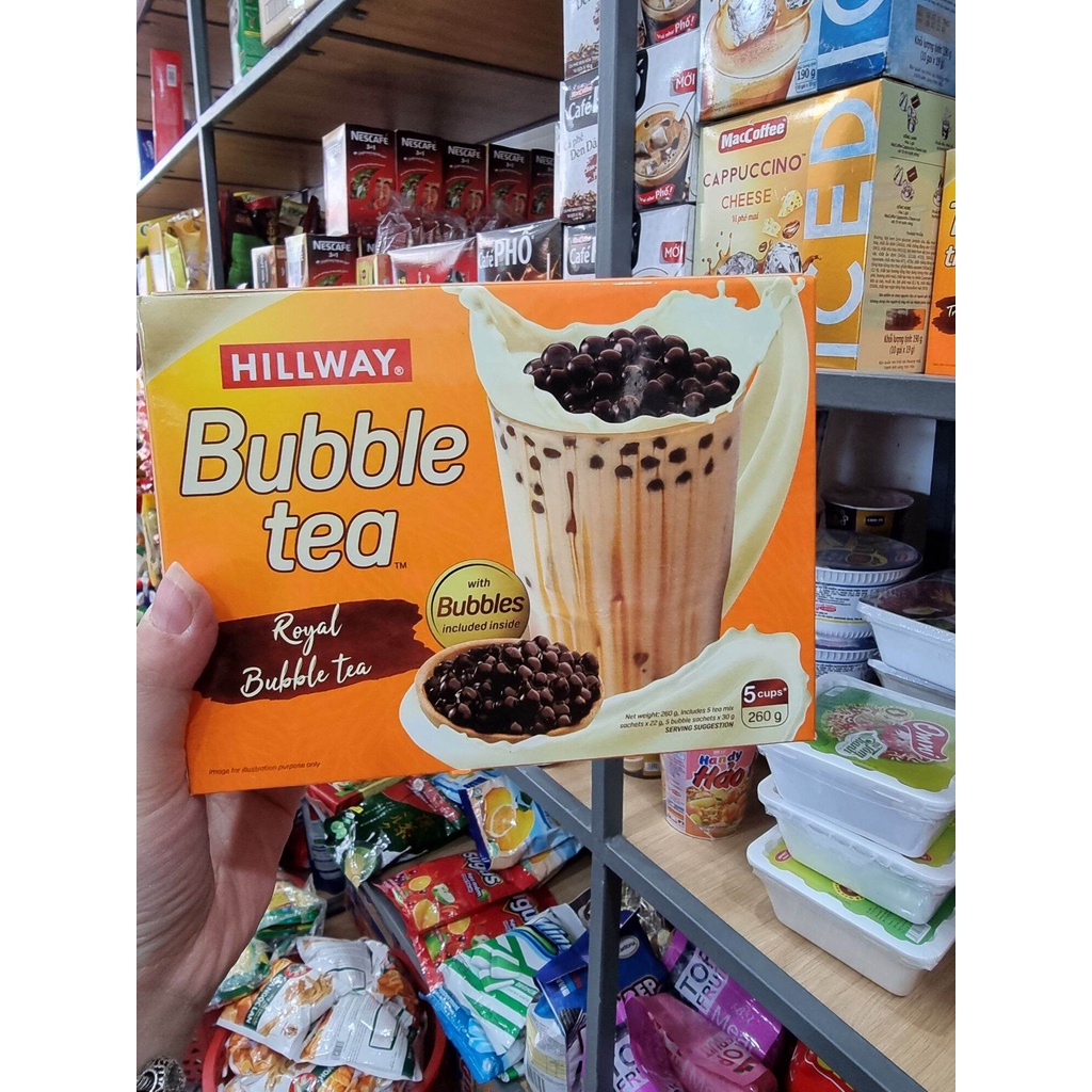 COMBO 5 HỘP TRÀ SỮA TRÂN CHÂU HILLWAY - hộp (5 gói Trà sữa + 5 gói Trân châu)