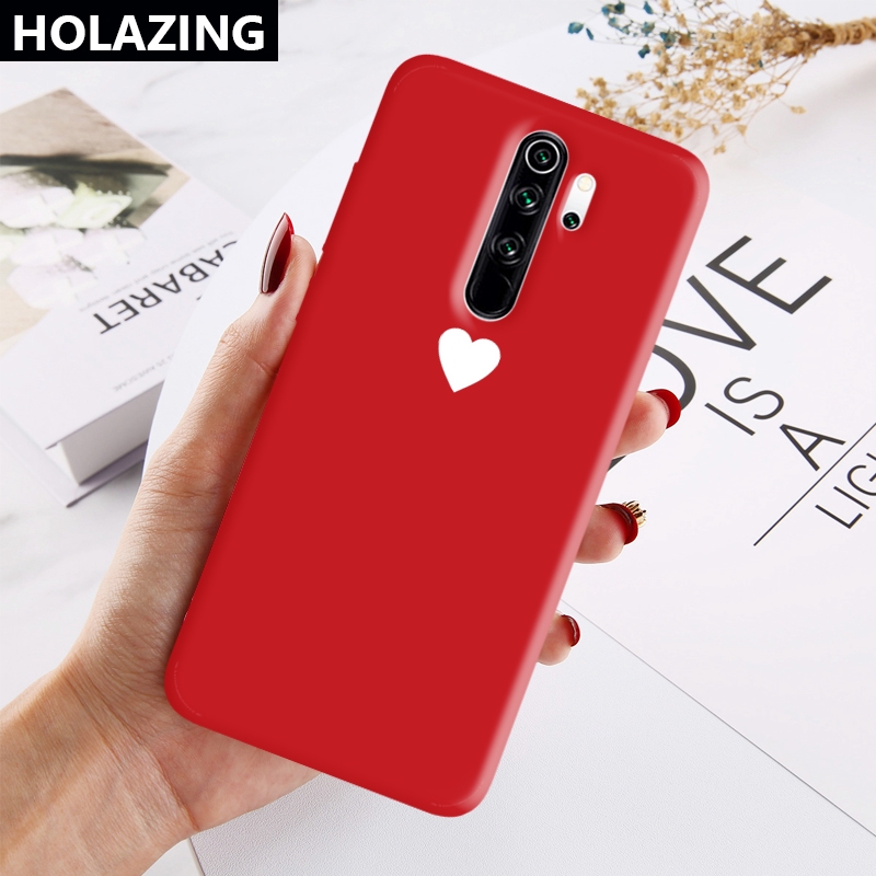 Ốp điện thoại họa tiết trái tim màu đỏ đen trơn cho Xiaomi Redmi Note 8 Pro 8T 8A K20 7 7A 6 5