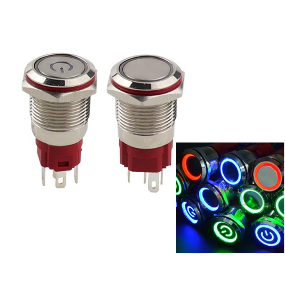 Công Tắc Nút Nhấn 16mm 19mm 22mm 100-240V 250V 5A Cho Động Cơ Xe Hơi