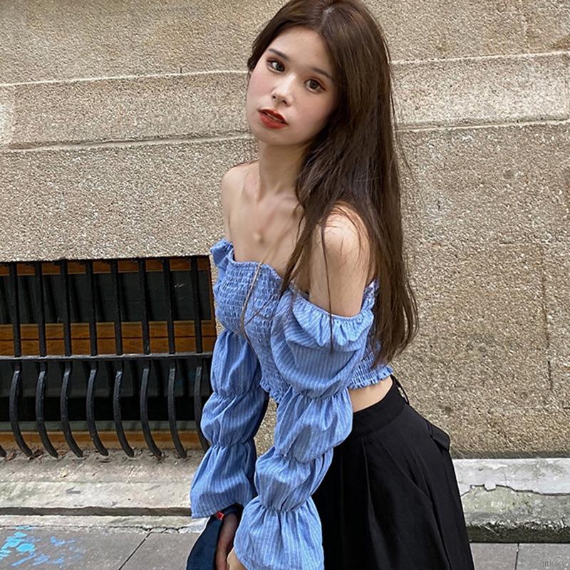 Áo kiểu nữ tay dài phối kẻ sọc phong cách thời trang trẻ trung cho phái nữ | BigBuy360 - bigbuy360.vn