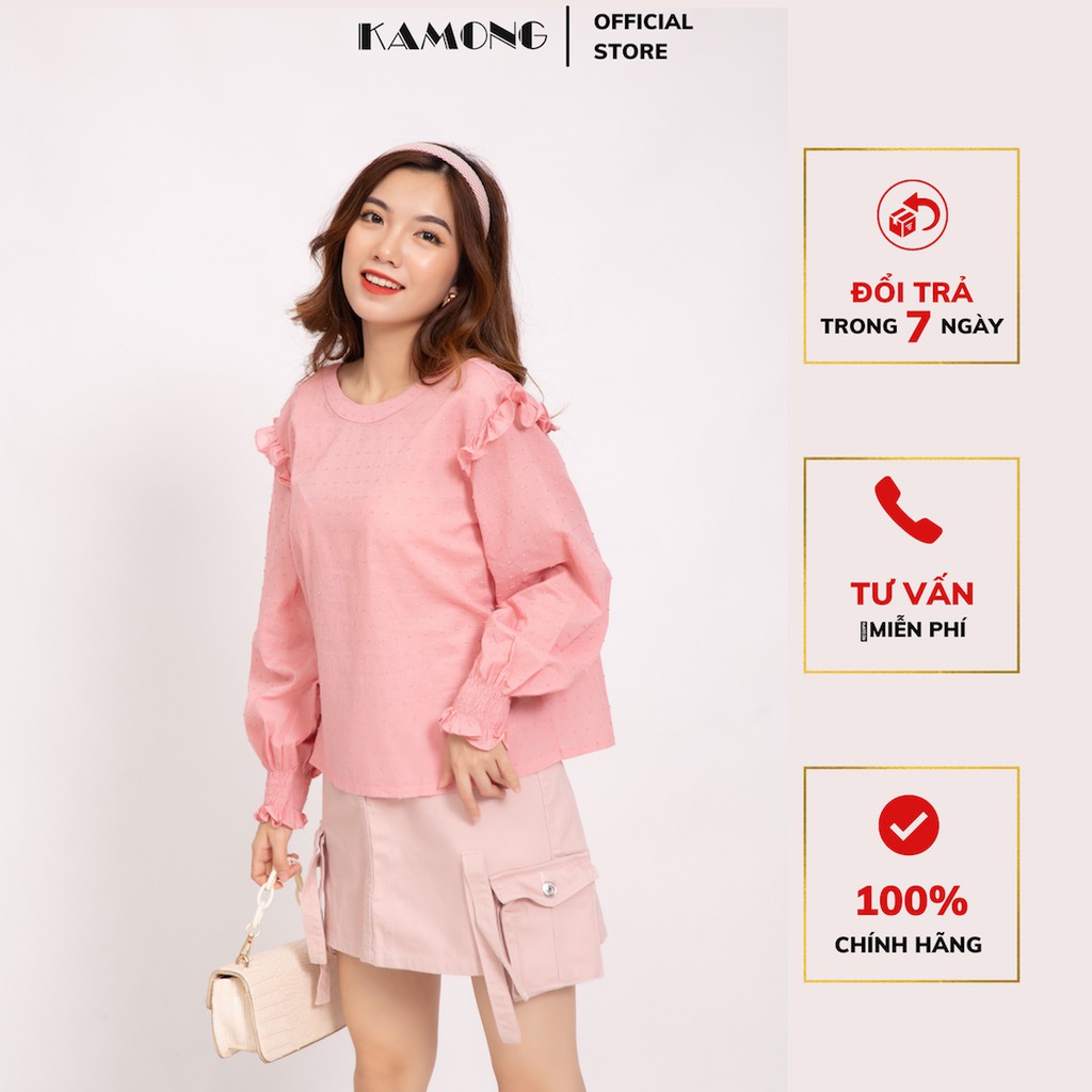 Áo tay cánh tiên cổ tròn KAMONG A104