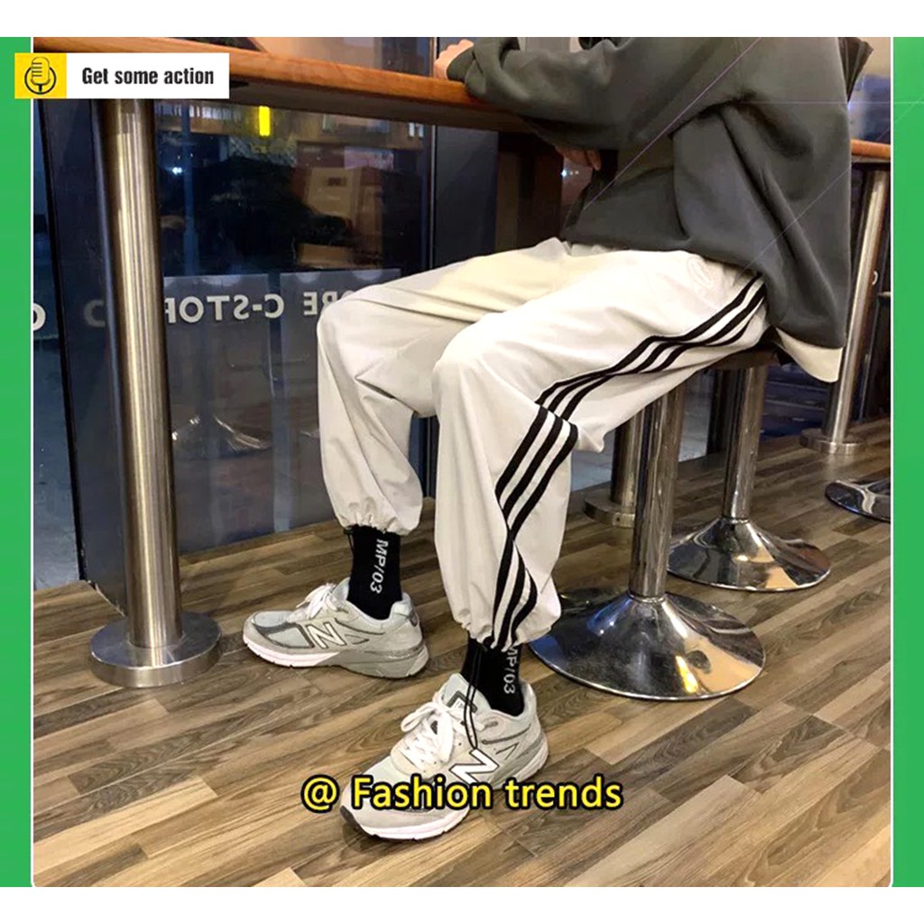 Quần dài rộng rút 3 Sọc Unisex trơn nam nữ tay lỡ mùa hè oversize form rộng thời trang phong cách Hàn Quốc | BigBuy360 - bigbuy360.vn