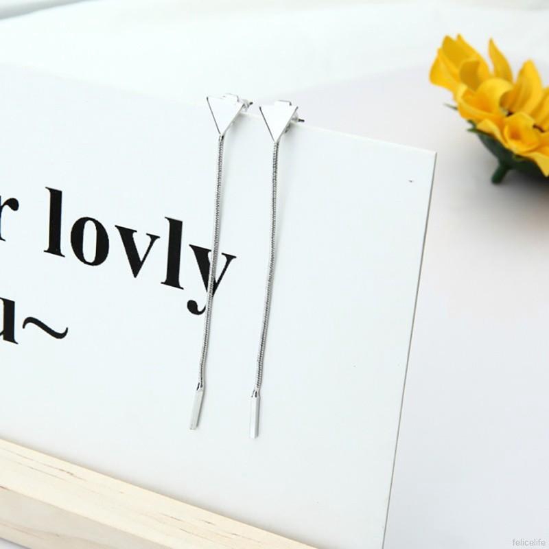 Bông tai hình tam giác kiểu dây dài bằng hợp kim cho nữ