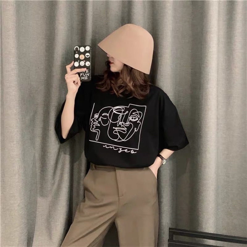 Áo phông 3158 nam nữ tay lỡ, áo thun ovesize form rộng chất cotton khô in hình rối | BigBuy360 - bigbuy360.vn