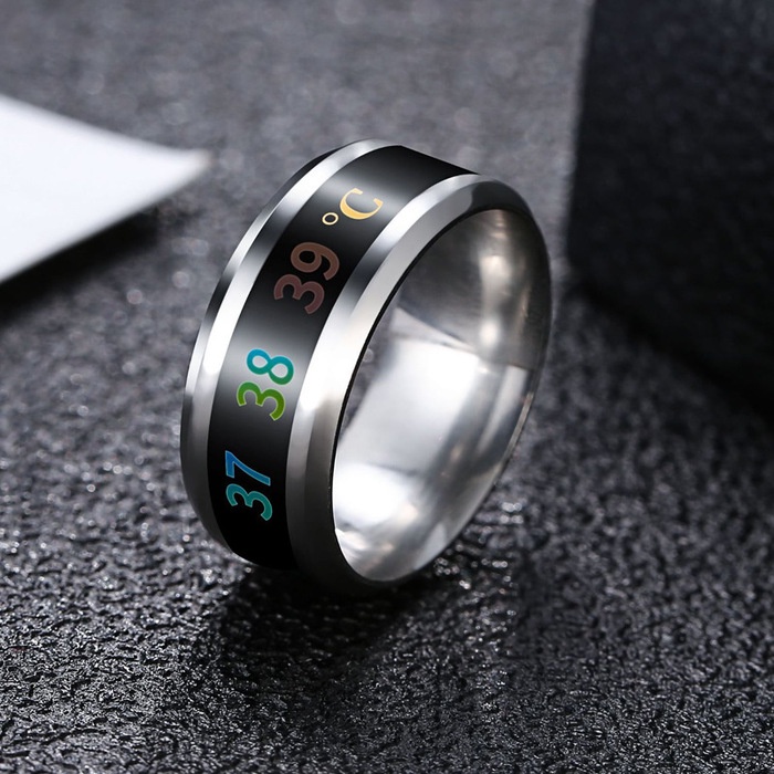 Nhẫn Nam Nhiệt Độ Thời Trang Kuu Clothes Màu Bạc Cá Tính Hàn Quốc Chất Liệu Titan - Nhẫn Nhiệt Độ
