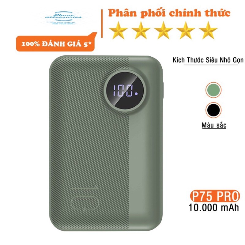 Pin sạc dự phòng mini Rockspace P75 pro dung lượng 10000mAh thiết kế theo phong cách máy ảnh