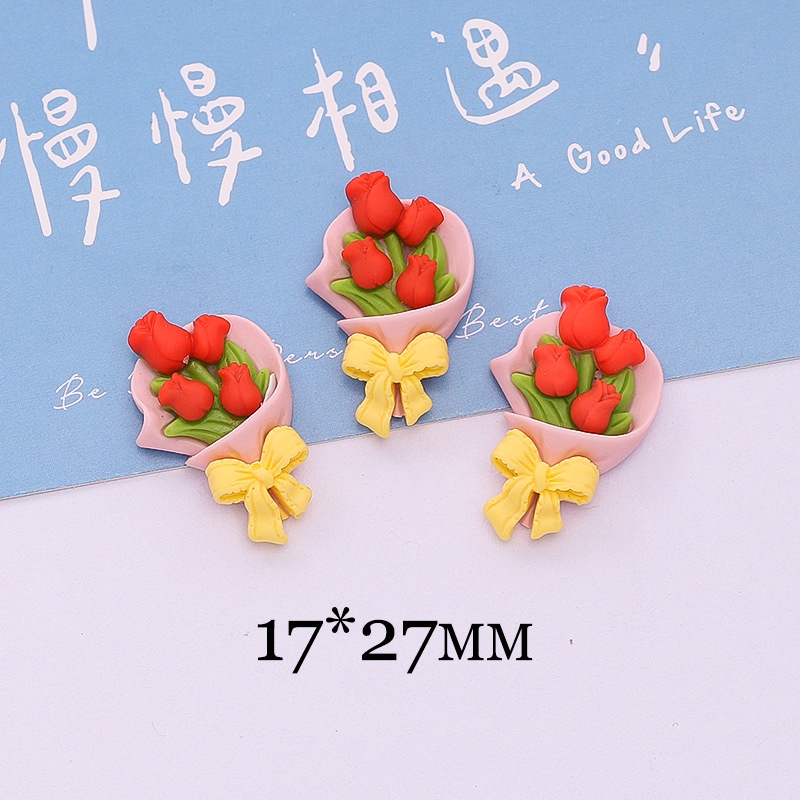 Bộ 10 Kẹp Tóc Hình Hoa Hồng Bằng Nhựa Resin Dễ Thương Dùng Trang Trí Bình Nước / Điện Thoại