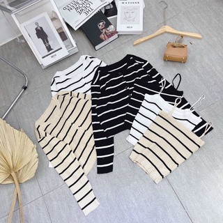 SET ÁO LEN SỌC TAY DÀI