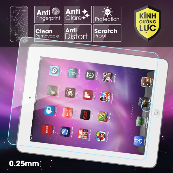 Kính cường lực cao cấp 9H cho iPad 9.7 2018 9.7 2017 9.7 6/Air 2 5/Air