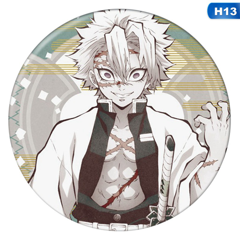 flowersqueen Huy hiệu cài áo phong cách hoạt hình Kimetsu No Yaiba xinh xắn