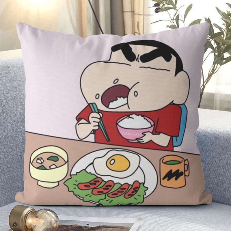 Vỏ Gối Tựa Lưng Hình Vuông In Hình Cậu Bé Bút Chì Shin-Chan Dễ Thương