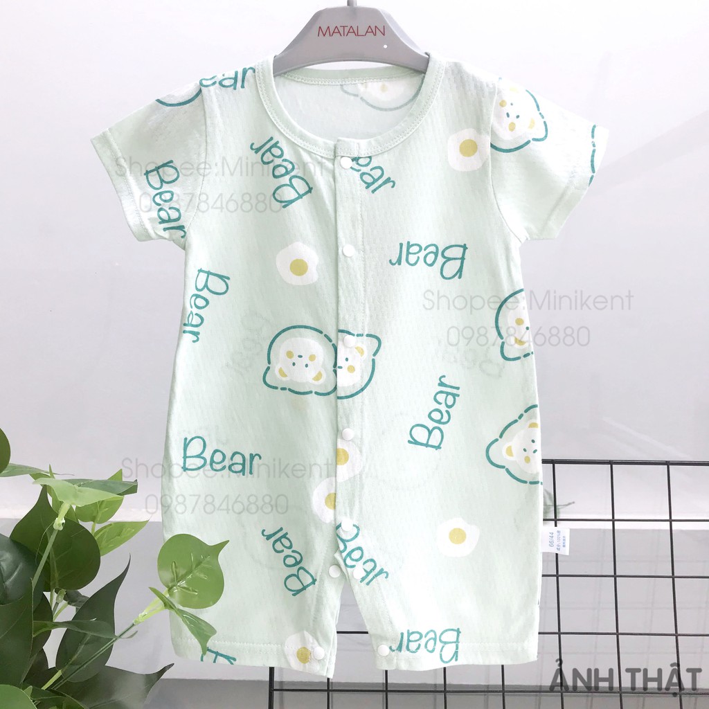 Body đùi cotton lưới mềm mát mùa hè,bodysuit romper bấm cúc mỏng ngắn tay cho bé