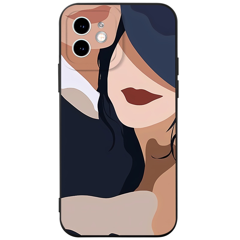 Ốp lưng JURSUE mềm hoạt hình dễ thương đẹp đen Cho iPhone 14 13 12 11 Pro Max SE 2020 X XR XS 8 7 ip 6S 6 Plus Y2365