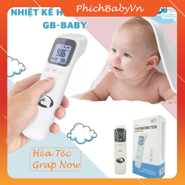 Nhiệt kế điện tử hồng ngoại cảm ứng GB-Baby đo trán đo sữa và môi trường cho bé