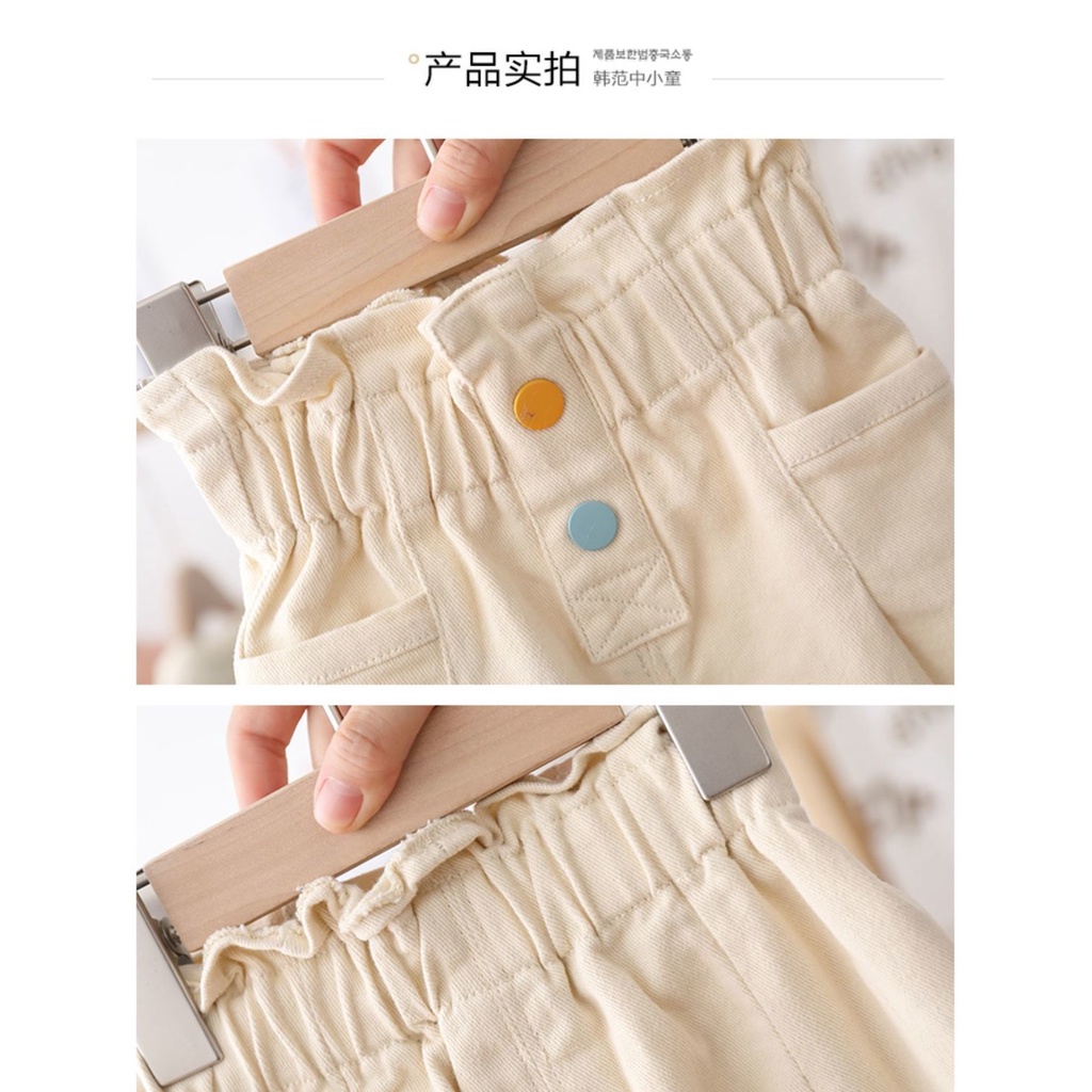 Quần Yếm Lưng Cao Thời Trang Xuân Thu Cho Bé Gái