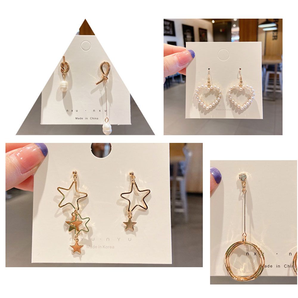 Bông tai dáng dài đính ngọc trai giả họa tiết đơn giản dễ thương cho nữ