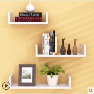 Kệ Gỗ treo tường trang trí bộ 3 thanh ngang chữ U 30,40,50