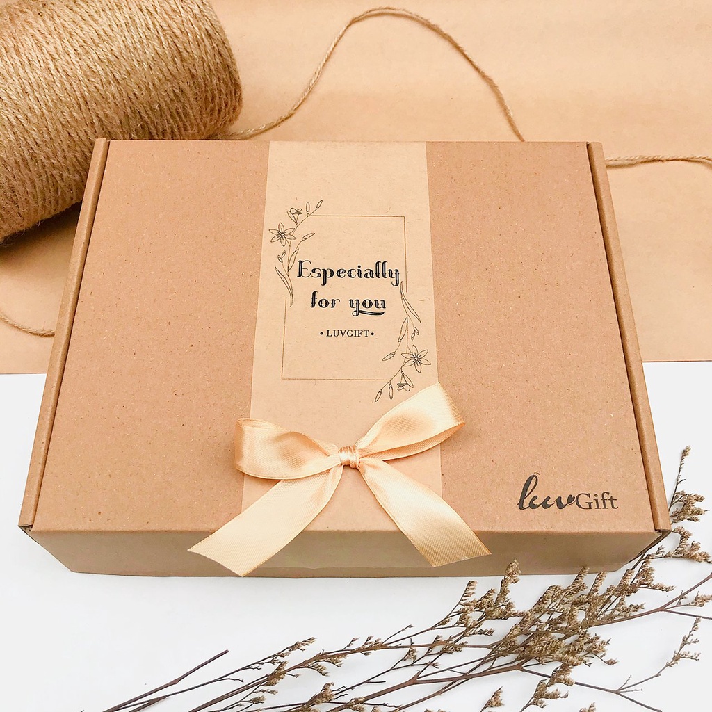 Hộp đựng quà Kraft thiết kế dịp sinh nhật, quà cưới, kỷ niệm - Tặng kèm rơm lót | BigBuy360 - bigbuy360.vn