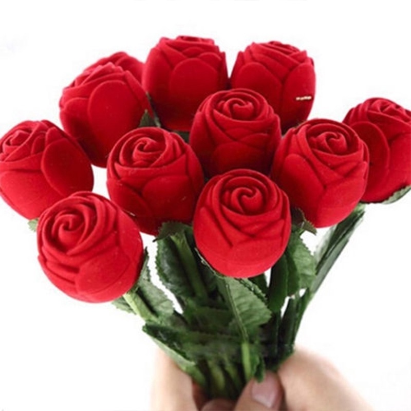 Hộp hình hoa hồng đỏ để đeo trang sức, vòng, 1 vòng cổ