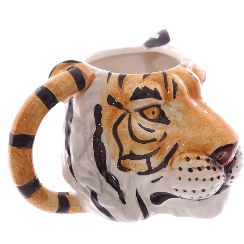 Hàng Mới Về Mới Cốc Uống Cà Phê Bằng Gốm Sứ Ba Chiều Hình Đầu Hổ 3D Sáng Tạo