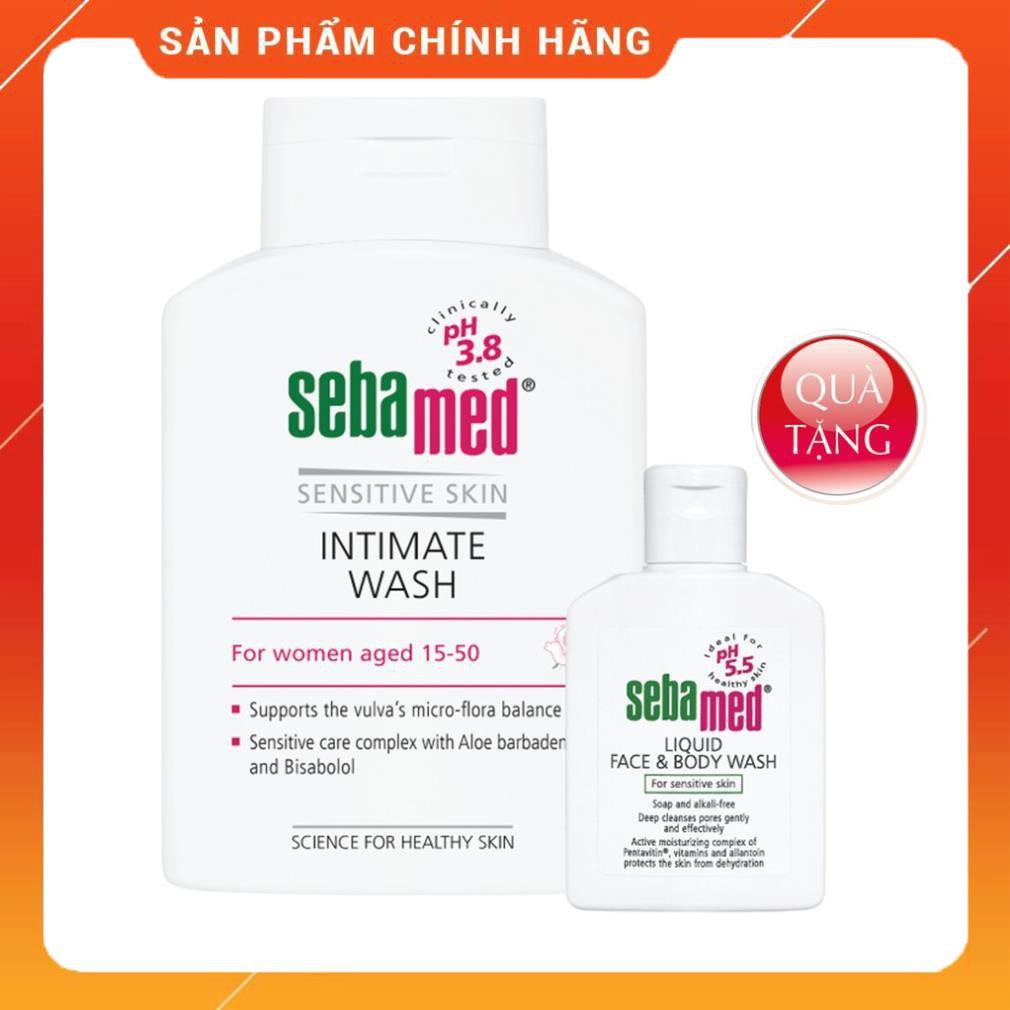 [Mua 1 tặng 1] Dung Dịch Vệ Sinh Phụ Nữ Cân Bằng Sebamed pH 3.8 Tặng Sữa Rửa Mặt Và Tắm cho Da Nhạy Cảm Sebamed 50ml.