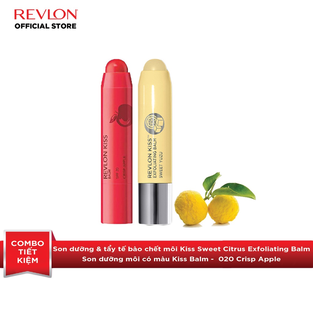 Son tẩy tế bào chết và dưỡng ẩm Revlon Kiss Sweet Citrus Exfoliating Balm & Son dưỡng môi có màu Kiss Balm 2,6g