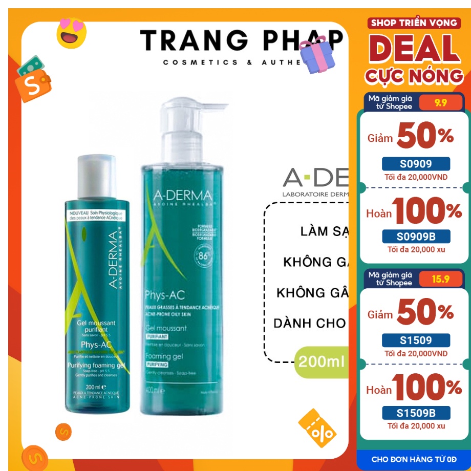 Sữa rửa mặt Aderma 200ml - 400ml cho da dầu mụn nhạy cảm
