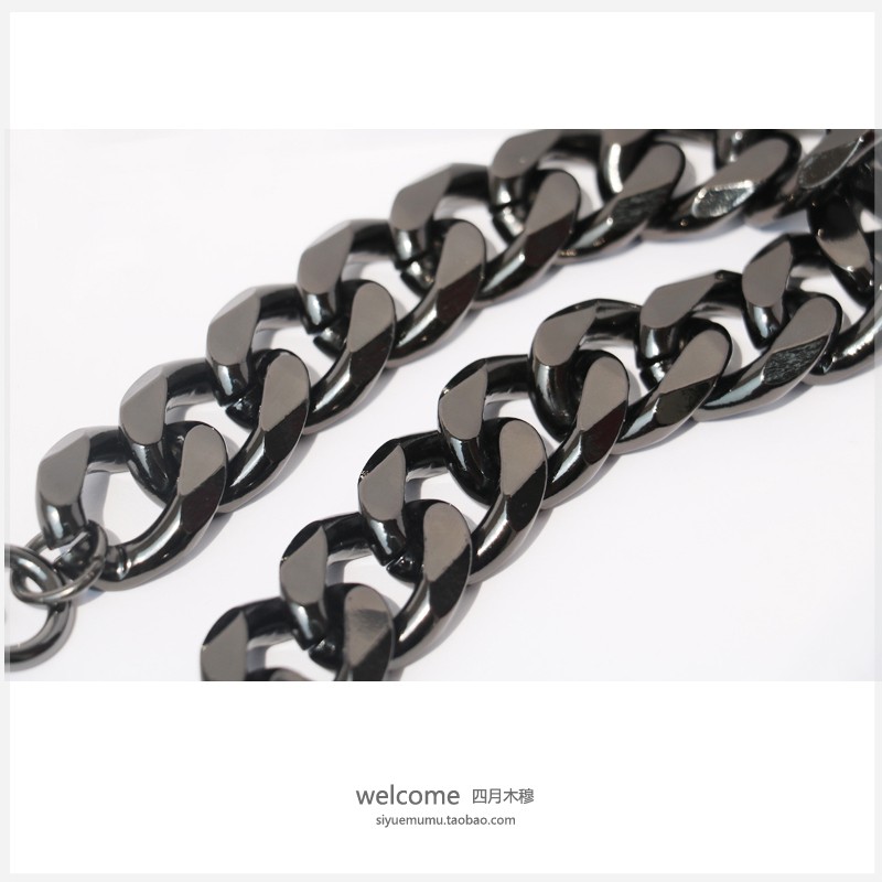 ✽Rough trimming gun black bag with handle aluminum chain metal decorative accessories shoulder