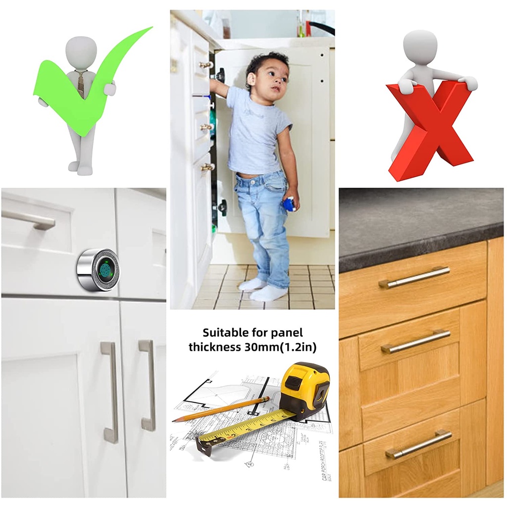 Ổ Khóa Vân Tay Thông Minh Bằng Hợp Kim Kẽm Không Chìa Khóa 30MM 15 Nút Có Thể Sạc Lại Dành Cho Phòng Gym/Văn Phòng