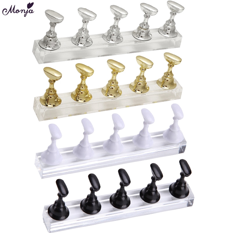 Monja 5pcs Nail Art Gel Polish Practice Display Stand Board Magnetic Tips Chess Practice Holder Set DIY