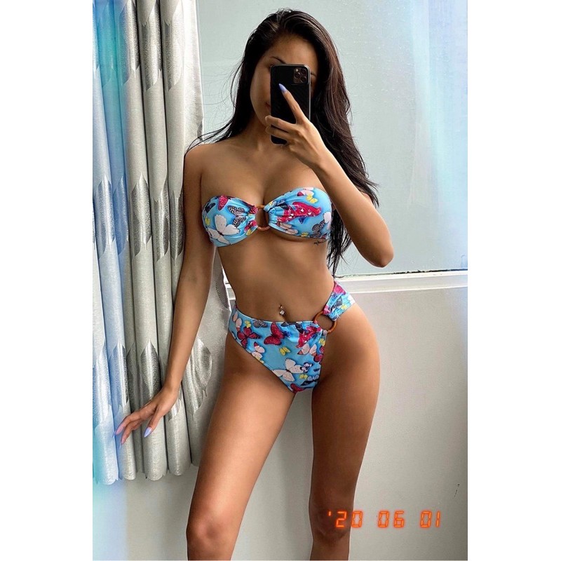 [BKN762] &lt;ÂU&gt; SET BIKINI BÈO NGỰC XANH HỒ ĐIỆP (CẠP CAO)