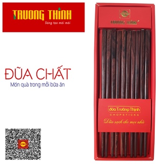 Đũa gỗ trắc vân cao cấp loại đặc biệt - hộp màu đỏ - 10 đôi vuông trơn