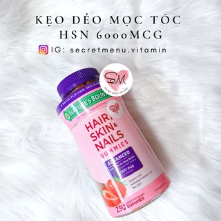 Kẹo dẻo mọc tóc Hair skin & Nails Gummies Nature's Bounty 230 viên | Secret Menu Vitamin