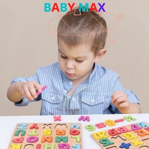 Bảng chữ cái cho bé bằng gỗ bảng số hình khối thông minh sáng tạo đồ chơi giáo dục montessori BABY MAX