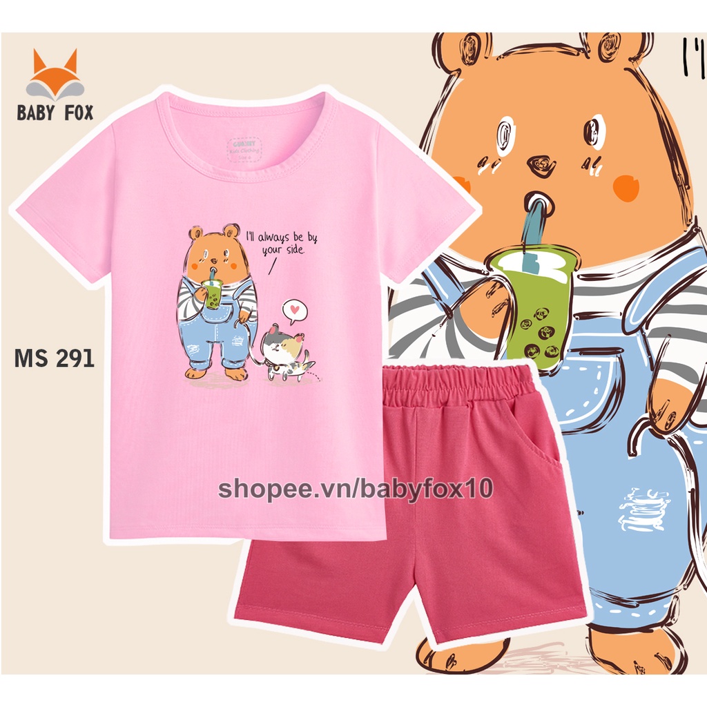 Bộ bé gái size nhỏ, trung, đại 100% cotton cao cấp, thương hiệu BABY FOX, hình mèo, thỏ đáng yêu g