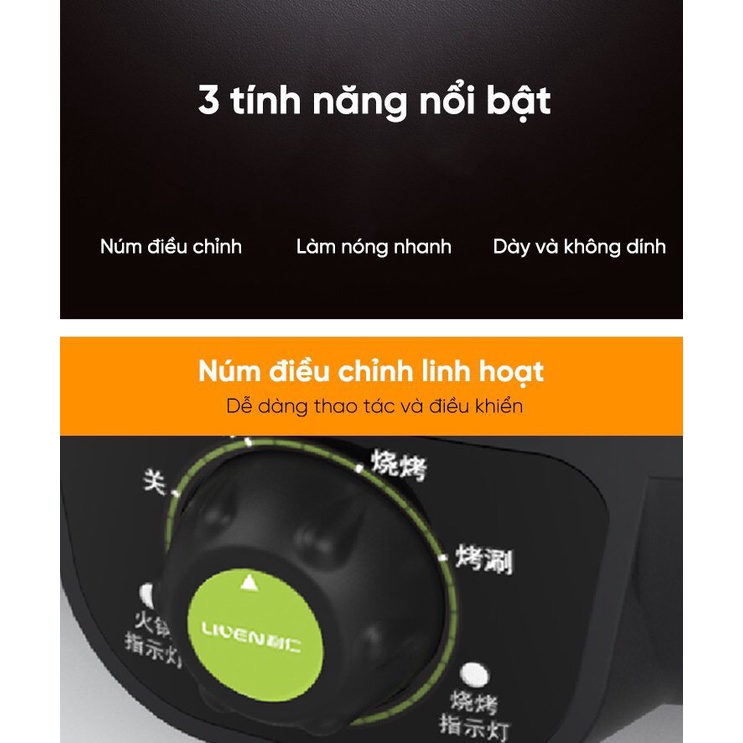 (*)GIAO HỎA TỐC Bếp lẩu nướng đa năng Xiaomi LIVEN SK-J3201- màu đen BH 6 tháng